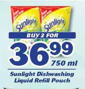 Sunlight Dishwashing Liquid Refill Pouch-2x750ml 