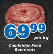 Cambridge Food Boerewors-Per Kg