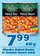 Rhodes Baked Beans In Tomato Sauce-410g Each
