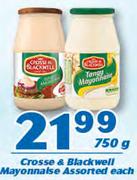 Crosse & Blackwell Mayonnaise Assorted-750g Each