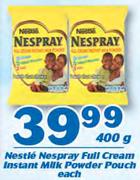 Nestle Nespray Full Cream Instant Milk Powder Pouch-400g Each