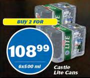 Castle Lite Cans 6x500ml-For 2 Packs