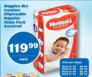 Huggies Dry Comfort Disposable Nappies Value pack Assorted-Each