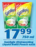 Sunlight Dishwashing Liquid Refill Pouch-750ml Each