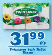 Twinsaver 1 ply Toilet Tissue-8's