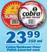 Cobra / Sunbeam Floor Polish Assorted-350ml Each
