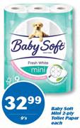 Baby Soft Mini 2 Ply Toilet Paper-9's Each