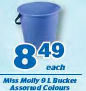 Miss Molly 9Ltr Bucket In Assorted Colours-Each
