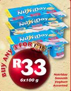 0Nutriday Smooth Yoghurt Assorted-3 x 6 x 100g