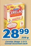 Cerelac Stage 1/2/3 Cereal Assorted-250g Each