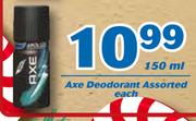 Axe Deodorant Assorted-150ml Each