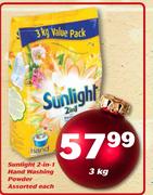 Sunlight 2 In 1 Hand Washing Powder Assorted-3Kg Each