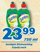 Sunlight Dishwashing Liquid-750ml Each