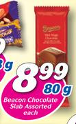 Beacon Chocolate Slab Assorted 80g-Each