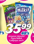 Amazon Monsta Pops/Milkit Lollipops 48's-Each