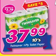 TwinSaver 1-Ply Toilet Paper-10's 