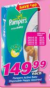 Pampers Active Baby Disposable Nappy Assorted