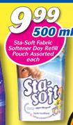 Sta-Soft fabric Softener Doy Refill Pouch Assorted 500ml-Each