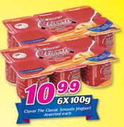Clover The Classic Smooth Yoghurt Assorted-6 x 100gm Each