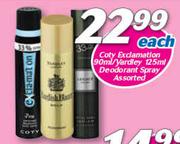 Coty Exclamation-90ml/Yardley Deodorant Spray Assorted-125ml Each