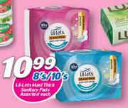 Lil-Lets Maxi Thick Sanitary Pads Assorted-8's/10's Each