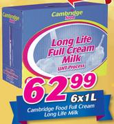 Cambridge Food Full Cream Long Life Milk-6x1Ltr