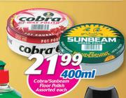 Cobra/Sunbeam Floor Polish Assorted-400ml Each