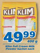 Klim Full Cream Milk Powder Sachet-400g Each