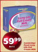 Cambridge Food Long Life Full Cream Milk-6x1Ltr
