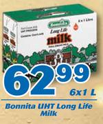 Bonnita UHT Long Life Milk-6x1Ltr