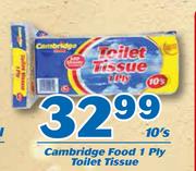 Cambridge Food 1 Ply Toilet Tissue-10's