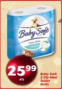 Baby Soft 2 Ply Mini Toilet Rolls-4's