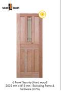 Solid Doors 6 Panel Security Hardwood 2032mm x 813mm-Excluding Frame & Hardware