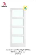 Doortec Kansas 4 Equal Panel White 2032mm x 813mm