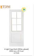 TDM 6 Light Cape Dutch White, Glazed 2032mm x 813mm