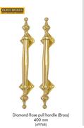 Euro Brass Diamond Rose Pull Handle Brass 400mm