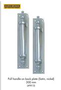 Euro Brass Pull Handle On Back Plate Satin, Nickel 300mm