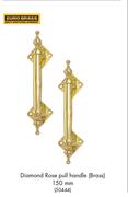 Euro Brass Diamond Rose Pull Handle Brass 150mm