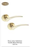 Dortello Brass Colour Solid Lever Handle Molo PVD Key