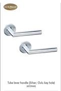 Dortello Tube Lever Handle Silver: Oulu Key Hole