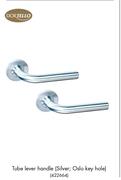 Dortello Tube Lever Handle Silver: Oslo Key Hole
