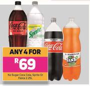 No Sugar Coca Cola, Sprite Or Fanta-For Any 4 x 2.25L
