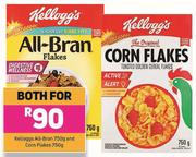 Kelloggs All Bran 750g & Corn Flakes 750g-Both For