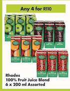 Rhodes 100% Fruit Juice Blend Assorted-For Any 4 x 6 x 200ml