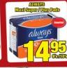 Always Maxi Super/Plus Pads-9's/10's