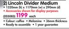 Lincoln Divider Medium 1320x1170x290mm