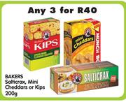Kips Bakers Salticrax, Mini Cheddars Or Kips-3x200G