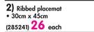 Eclectic Forks Tableware Ribbed Placement 30x45cm-Each