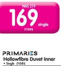 Primaries Hollowfibre Duvet Inner Single
