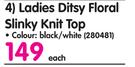 Legend Ladies Ditsy Floral Slinky Knit Top